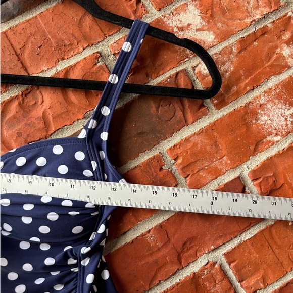 Niptuck 10 Multifit Cup Navy Polka Dot Ruched Swim Tankini Pinup Push Up - Picture 7 of 9